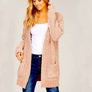 Taupe Chenille Cardigan